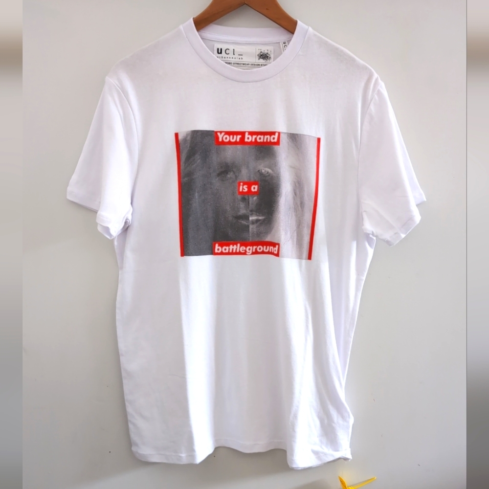 URBANCOOLAB | Men's White/Red Your Brand is a Battleground T-Shirt